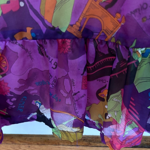 Hippy Style Long Dress with French Writing Size Medium by Nu-Mode - Picture 10 of 10